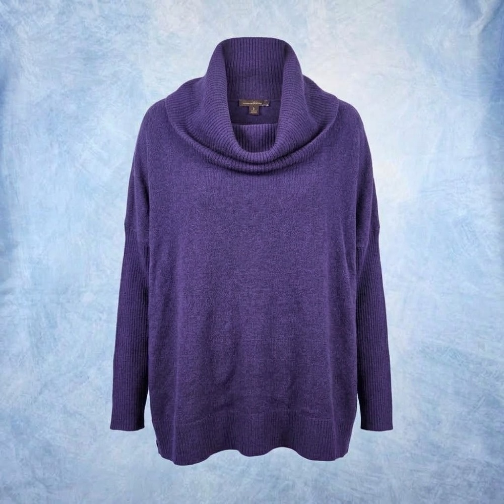 Cullen Purple 100% Cashmere Cowl Neck Oversized Sweater Womens M/L